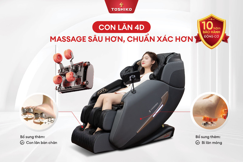 Ghế massage Toshiko T86 Pro có khả năng tác động sâu vào các vùng đau nhức
