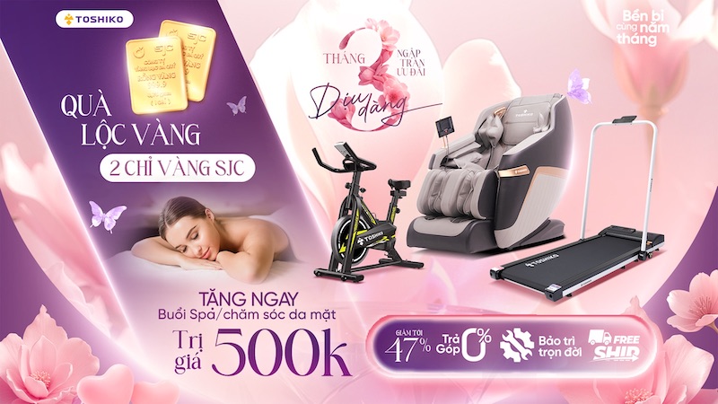 Tháng 3 Dịu dàng - Ngập tràn ưu đãi: Ghế massage giảm tới 47%, máy chạy bộ giảm tới 42%
