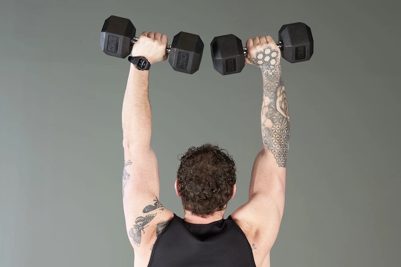 Bài tập Dumbbell Overhead Shrug