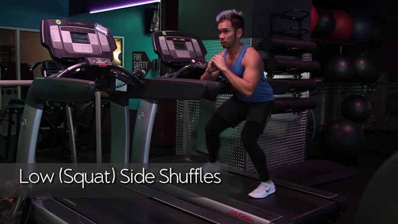 Low Side Shuffles giữ tư thế squat trong suốt quá trình di chuyển ngang