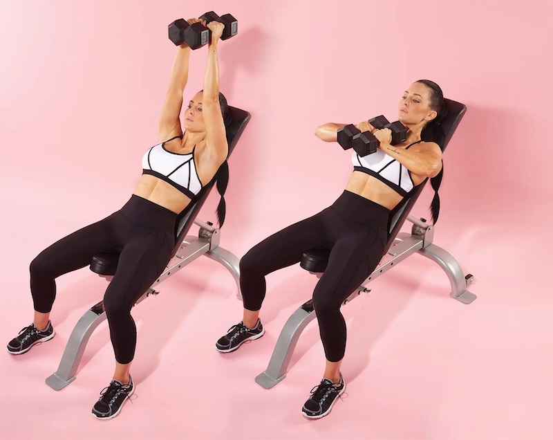Incline Dumbbell Squeeze Press tăng độ dày cơ ngực
