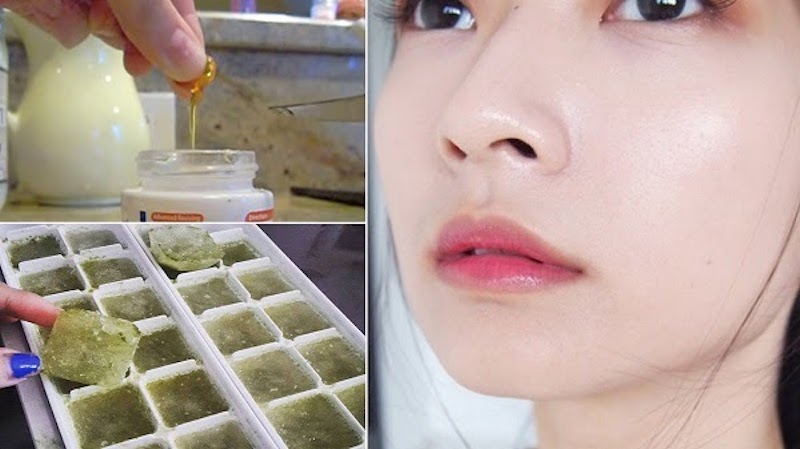 Matxa với vitamin E bằng đá lạnh