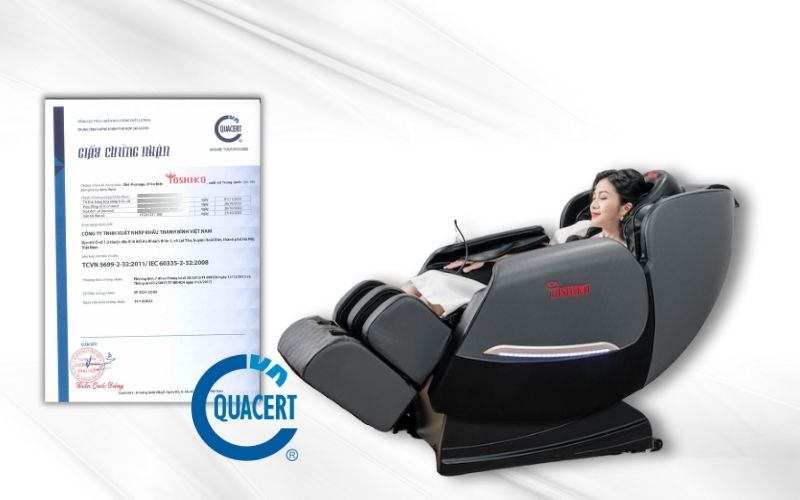 Ghế massage Toshiko được chứng nhận QUACERT hợp chuẩn TCVN/ISO