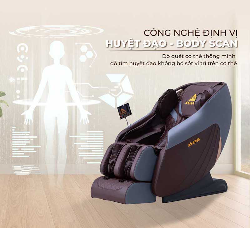 Ghế matxa Asama trang bị nhiều công nghệ hiện đại