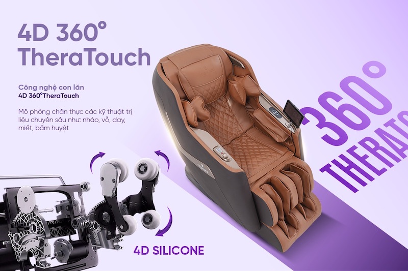 Ghế matxa Toshiko T90 trang bị công nghệ massage 4D 360°TheraTouch độc quyền