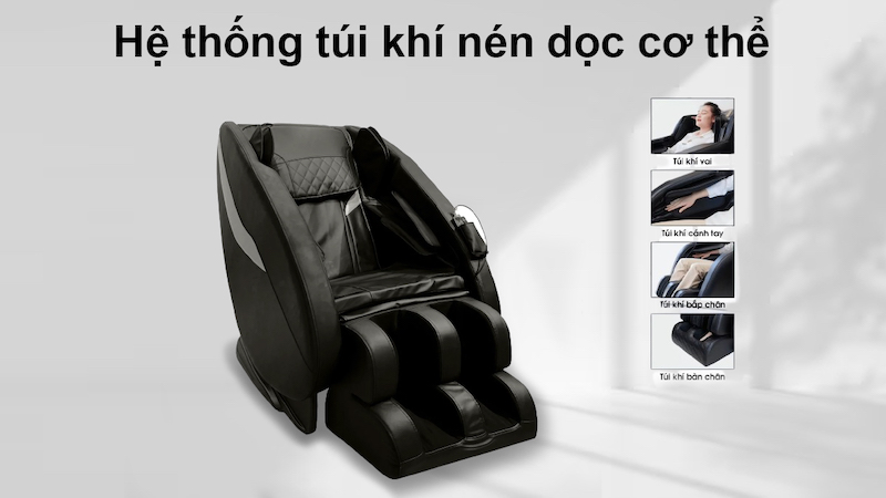 Ghế matxa toàn thân Fuji Luxury trang bị hệ thống túi khí toàn thân cho hiệu quả xoa bóp vượt trội