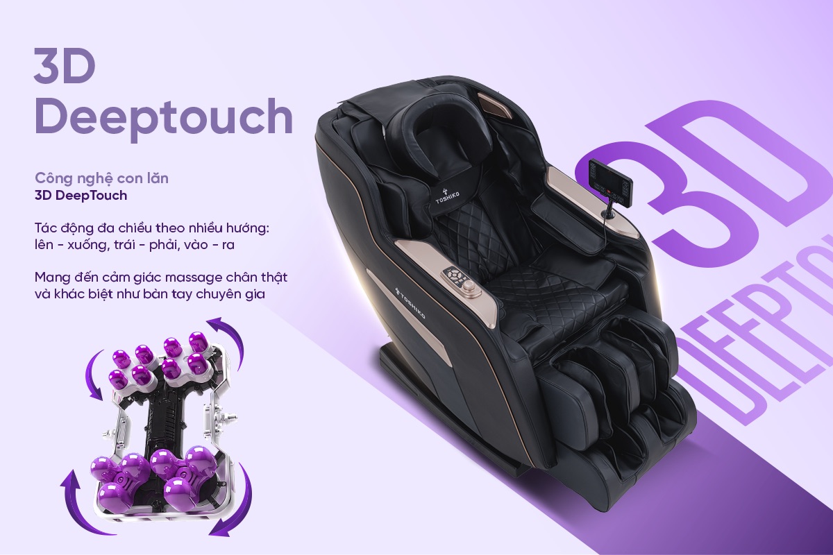 Ghế massage con lăn 3D Toshiko T82 với nhiều tính năng vượt trội