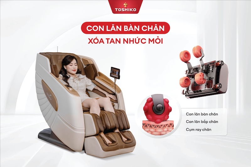 Ghế massage Toshiko t93 sở hữu hệ thống con lăn thông minh