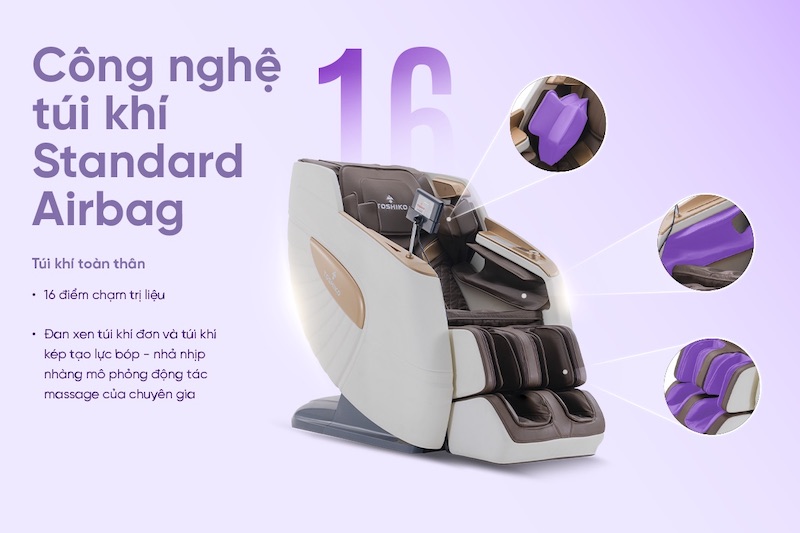 Hệ thống túi khí thông minh giúp T93 massage toàn diện trên nhiều bộ phận