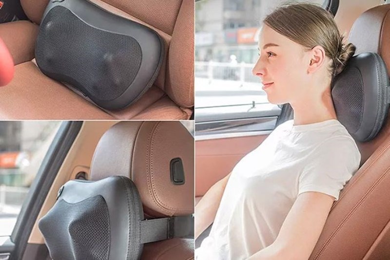 Gối matxa được lắp trên ghế ô tô