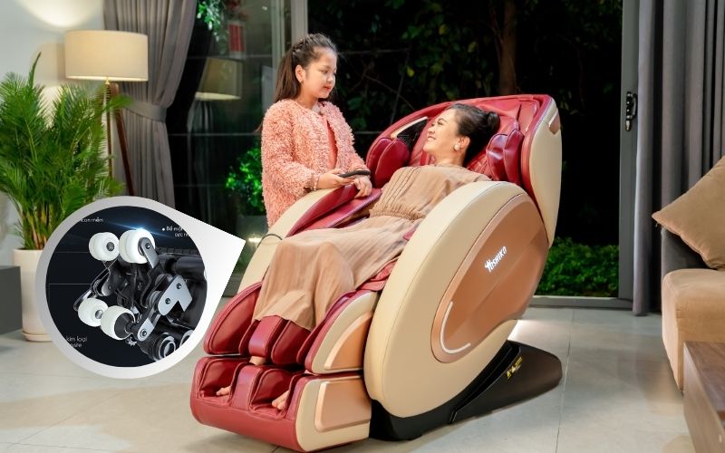 Ghế massage với hệ thống con lăn giúp tăng cường hiệu quả giảm đau nhức