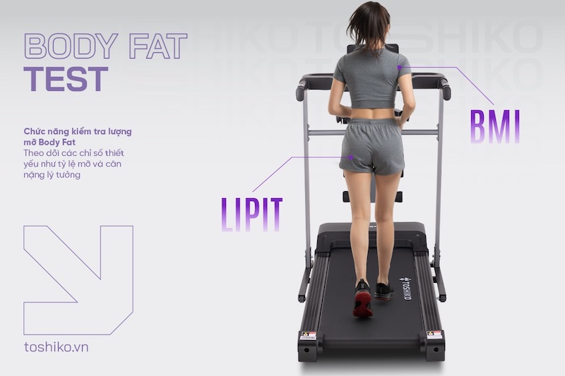 Máy chạy thể dục Toshiko Ever Run tích hợp công nghệ đo mỡ cơ thể Body Fat