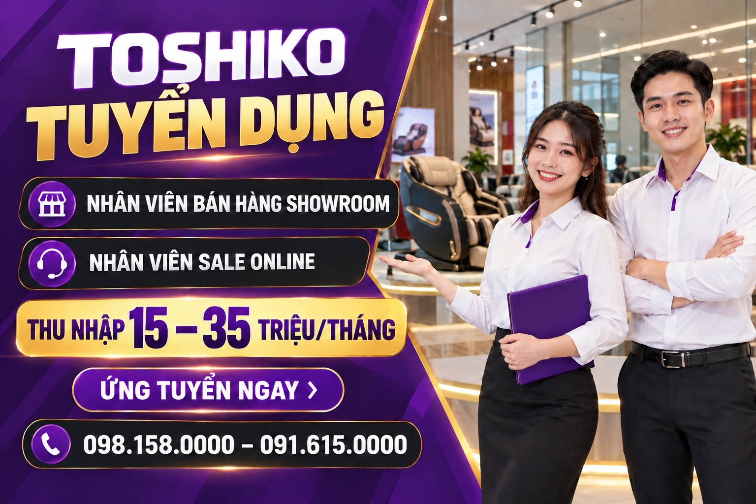 [ Miền Bắc] Tuyển 20 nhân viên bán hàng showroom/sale online thu nhập 15-35 triệu/tháng