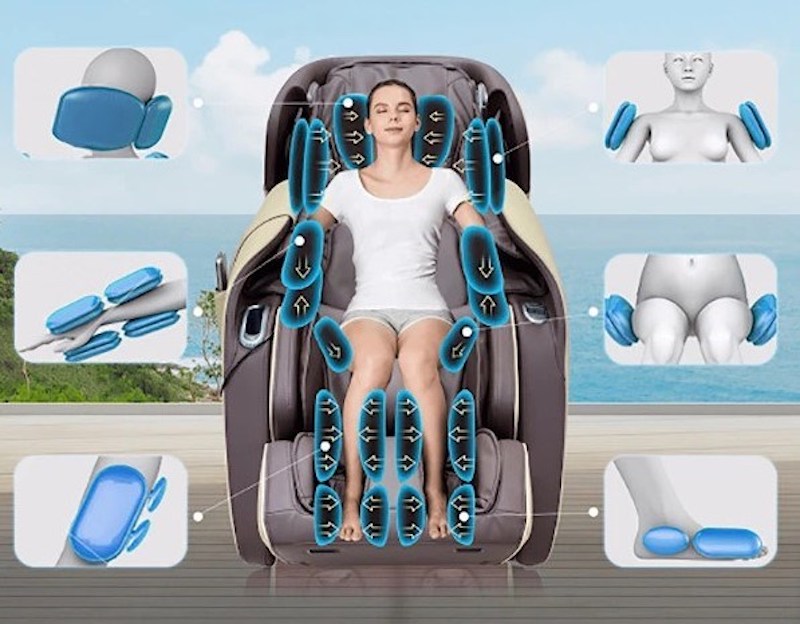 Túi khí ghế massage thực hiện các động tác massage làm giảm nhanh chóng các cơn đau mỏi trên cơ thể