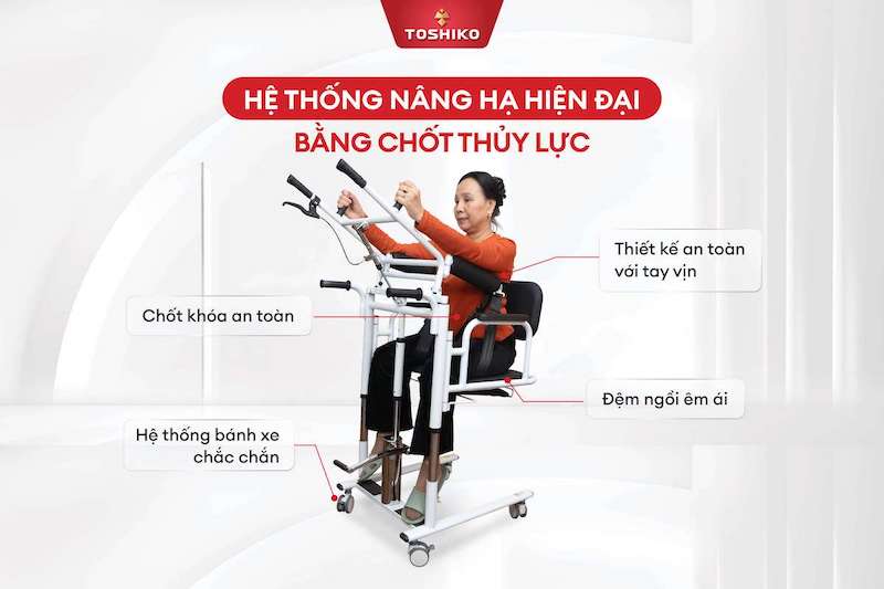 Hệ thống nâng hạ giúp di chuyển người bệnh lên xuống dễ dàng