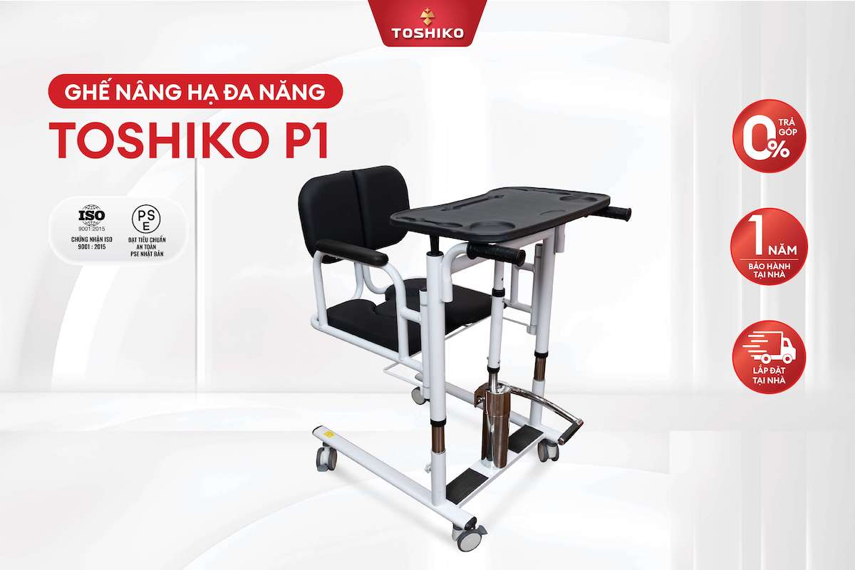 Ghế nâng hạ Toshiko P1 giúp phòng té ngã cho người cao tuổi khi tắm và đi vệ sinh
