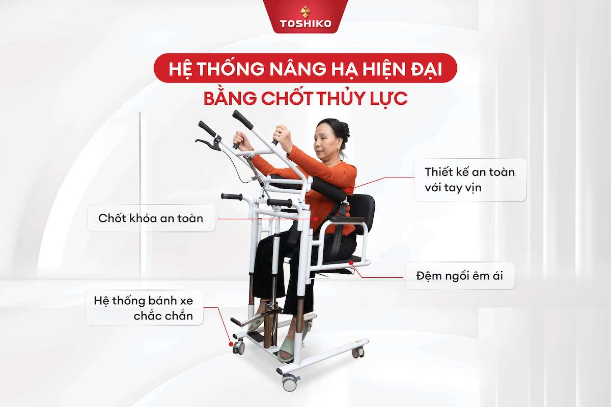Ghế nâng hạ đa năng Toshiko P1 cho người già, người bệnh, tai biến, khuyết tật khó di chuyển, ảnh 4