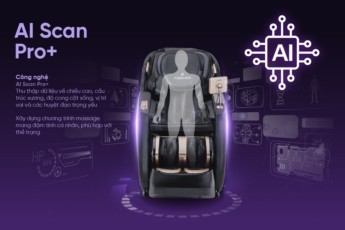 Ghế massage Sóng Âm Trị Liệu Con lăn 4D Toshiko T95 Pro, ảnh 2