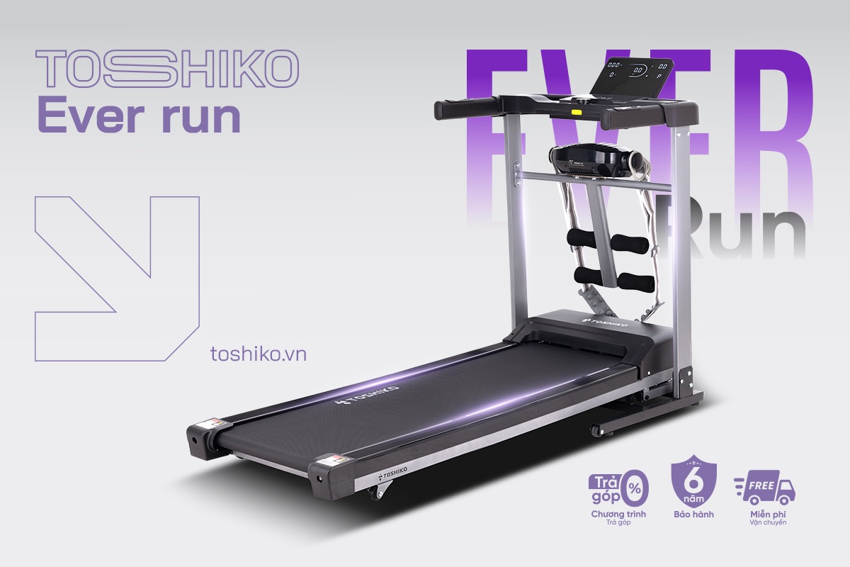 Máy chạy bộ Toshiko Ever Run có nâng dốc tự động, phù hợp tập 12-3-30