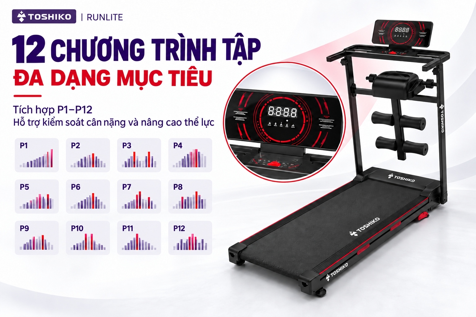 Máy chạy bộ đa năng Toshiko Run Lite, ảnh 4