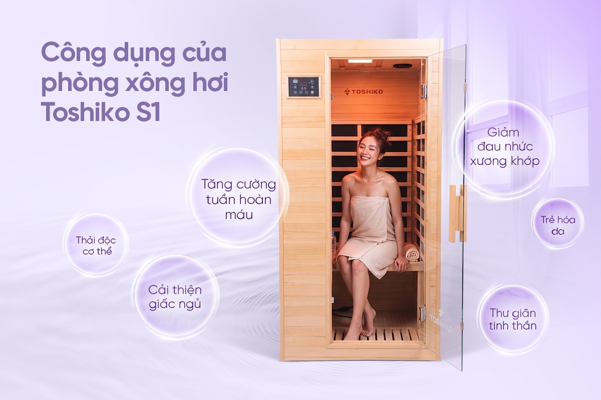 Phòng xông hơi gỗ Hemlock Canada cao cấp Sauna Box Toshiko S1, ảnh 9