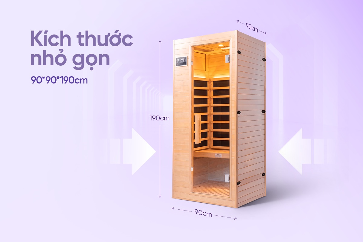 Phòng xông hơi gỗ Hemlock Canada cao cấp Sauna Box Toshiko S1