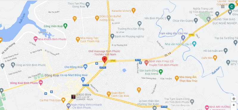Bản đồ hướng dẫn đến showroom Toshiko Bình Phước