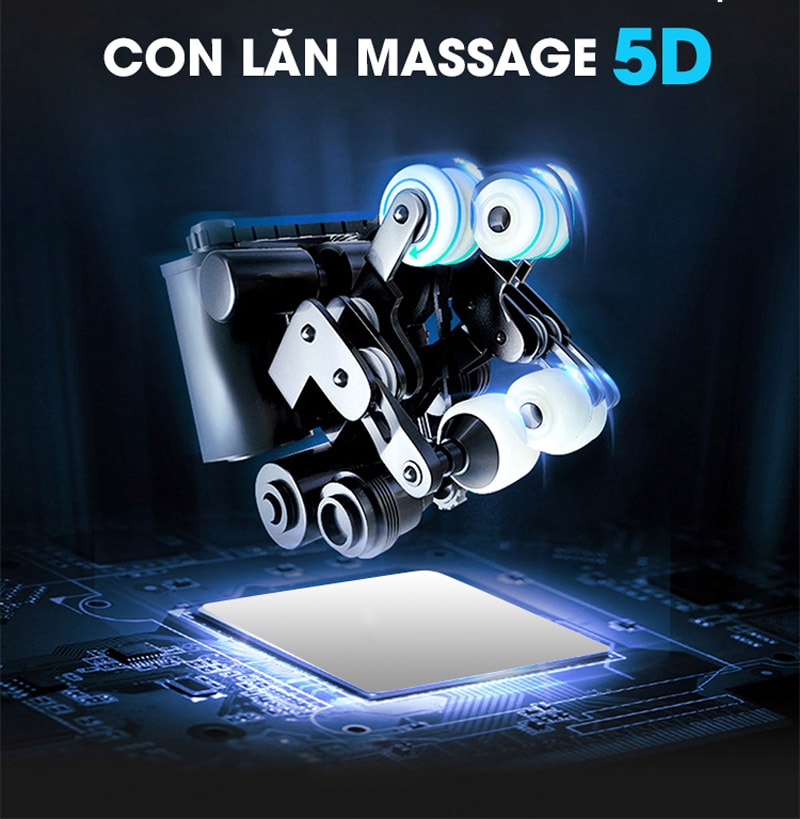 Ghế massage 5D sử dụng con lăn massage có khả năng di chuyển đa chiều