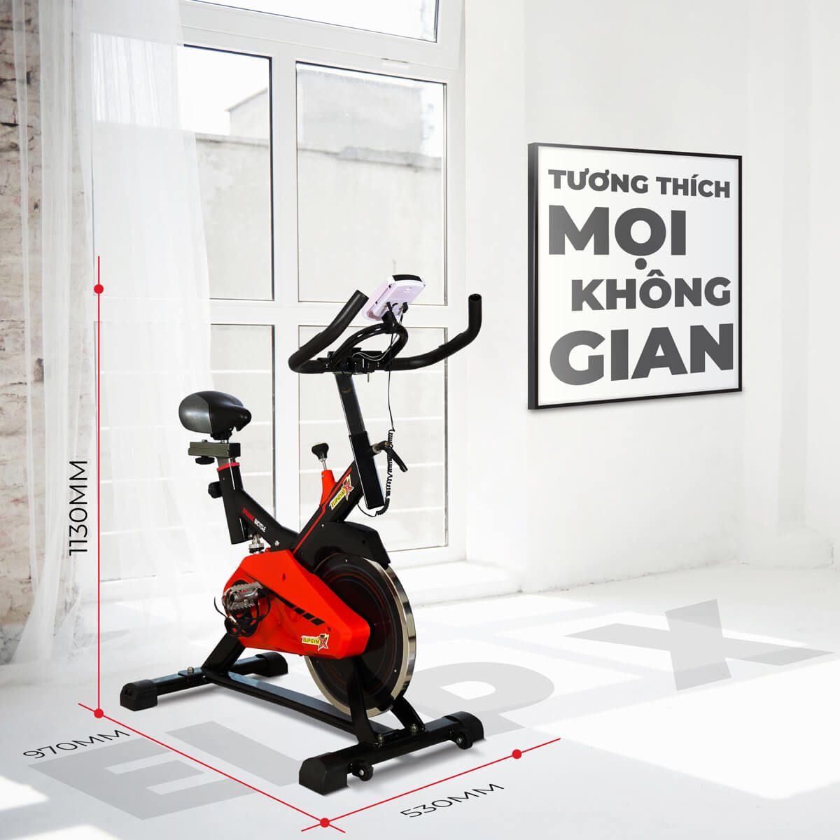 Lưu ý chọn xe đạp thể hình có kích thước phù hợp với vị trí đặt xe
