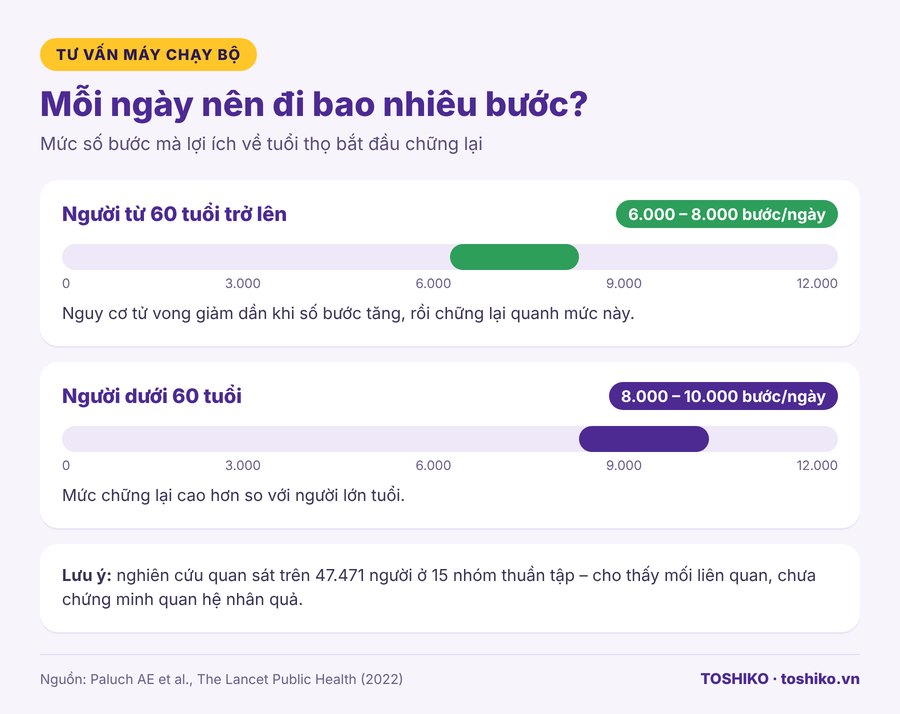 Mỗi ngày nên đi bao nhiêu bước theo độ tuổi