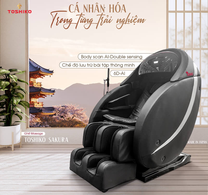 Ghế massage Toshiko Sakura (AnmaohIV) được sản xuất hoàn toàn từ Nhật Bản