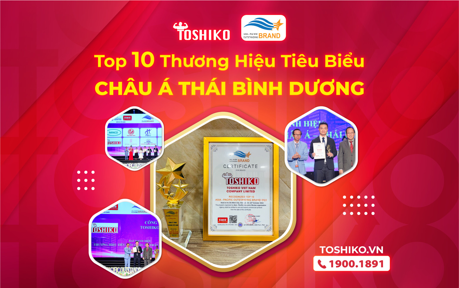 Toshiko Việt Nam vinh dự nhận giải Top 10 “Thương hiệu tiêu biểu Châu Á – Thái Bình Dương 2022”