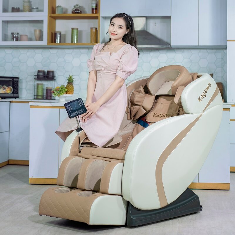 Ghế massage K9 sở hữu thiết kế trẻ trung với tone be trắng hài hòa