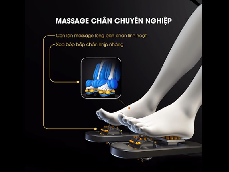 Ghế massage chân trang bị con lăn mát xa mang đến cảm giác chân thật như tay người